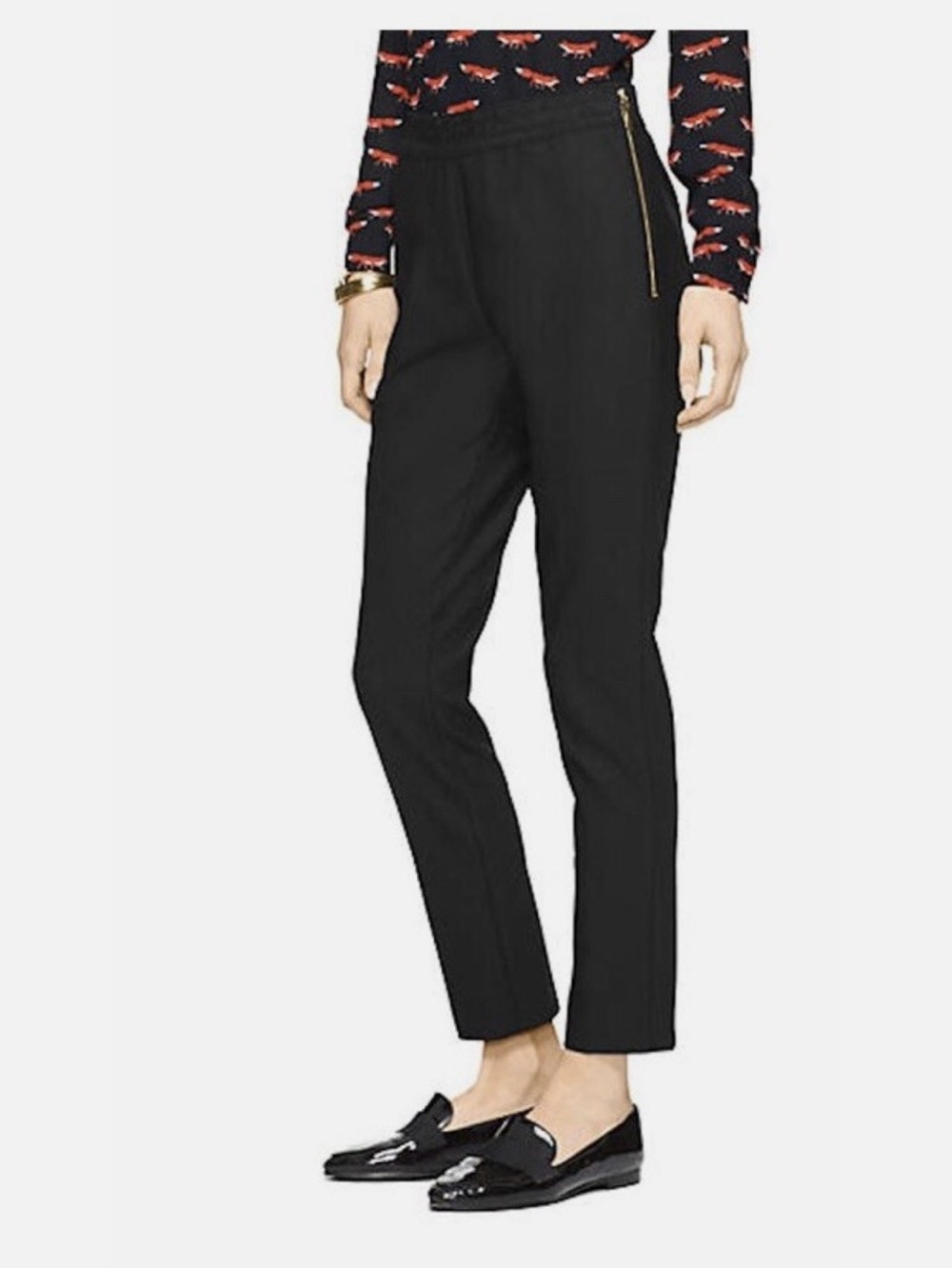 kate spade Black Ankle Zip-Detail Tapered Pants
